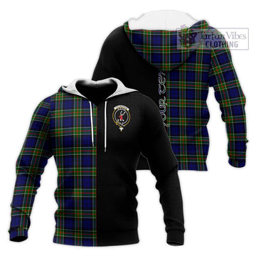 Colquhoun Tartan Knitted Hoodie with Family Crest and Half Of Me Style