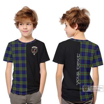 Colquhoun Tartan Kid T-Shirt with Family Crest and Half Of Me Style