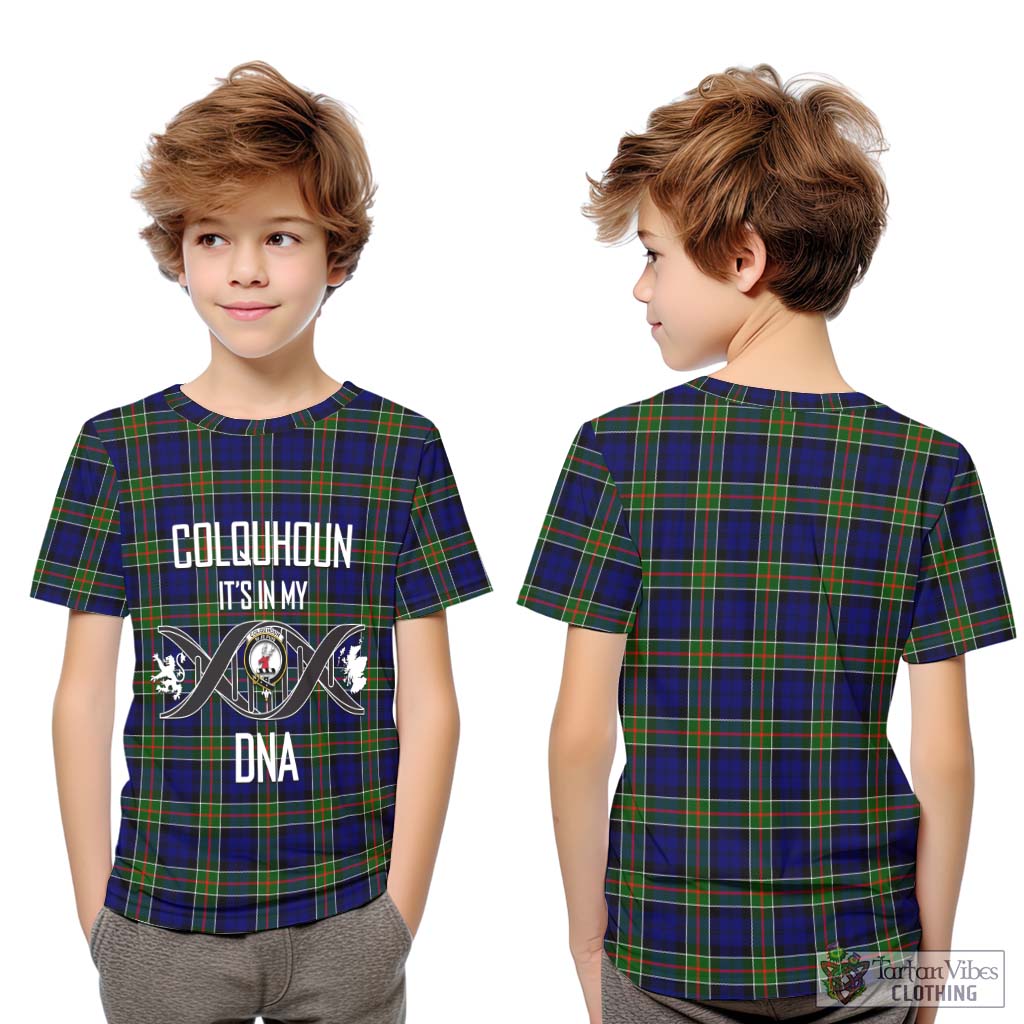 Tartan Vibes Clothing Colquhoun Modern Tartan Kid T-Shirt with Family Crest DNA In Me Style