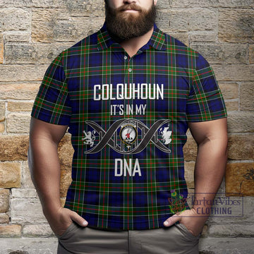 Colquhoun Tartan Polo Shirt with Family Crest DNA In Me Style