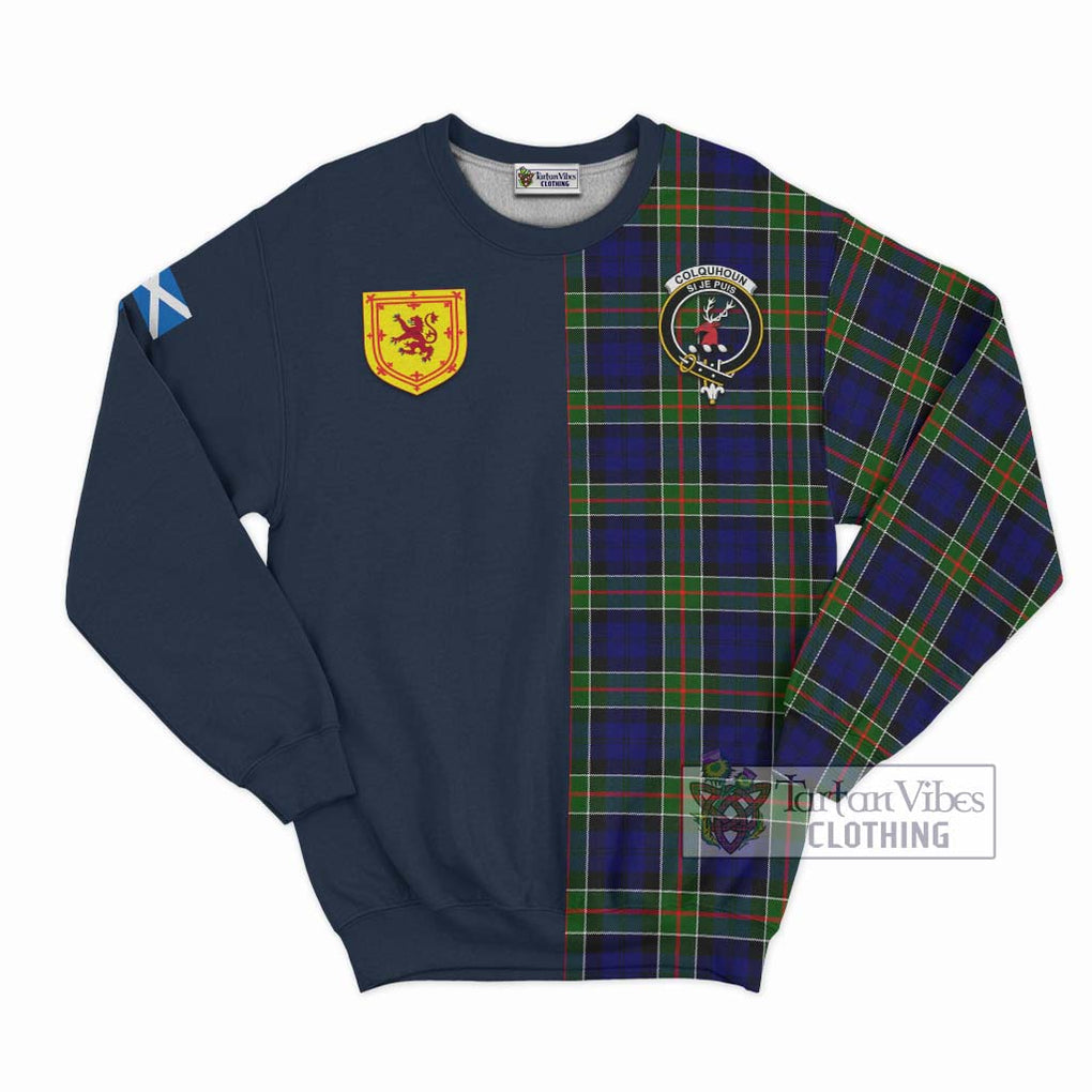 Tartan Vibes Clothing Colquhoun Modern Tartan Sweatshirt with Scottish Lion Royal Arm Half Style