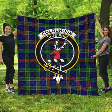 Colquhoun Tartan Quilt with Family Crest