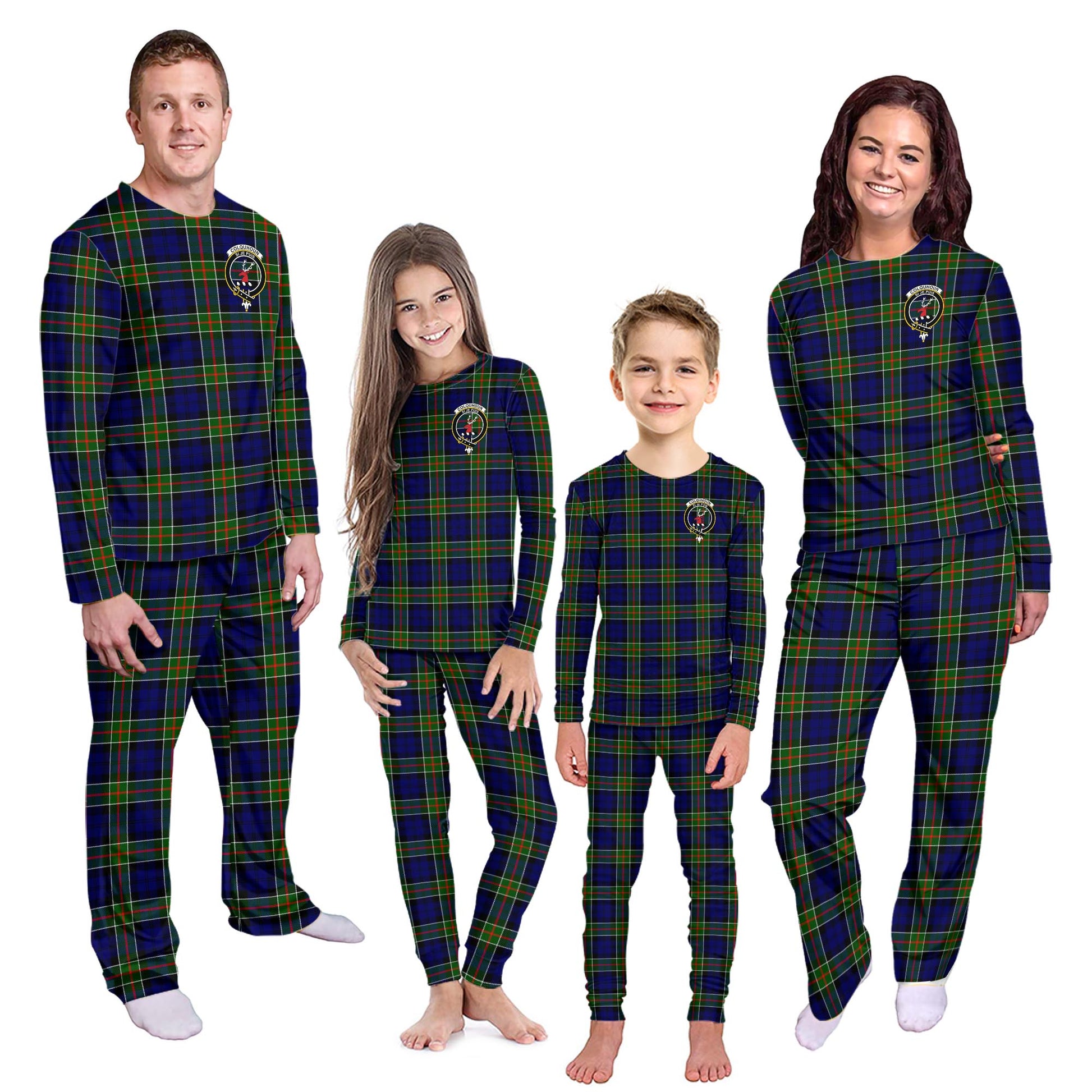 Colquhoun Tartan Pajamas Family Set with Family Crest Kid - Tartan Vibes Clothing