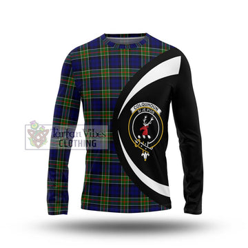 Colquhoun Tartan Long Sleeve T-Shirt with Family Crest Circle Style