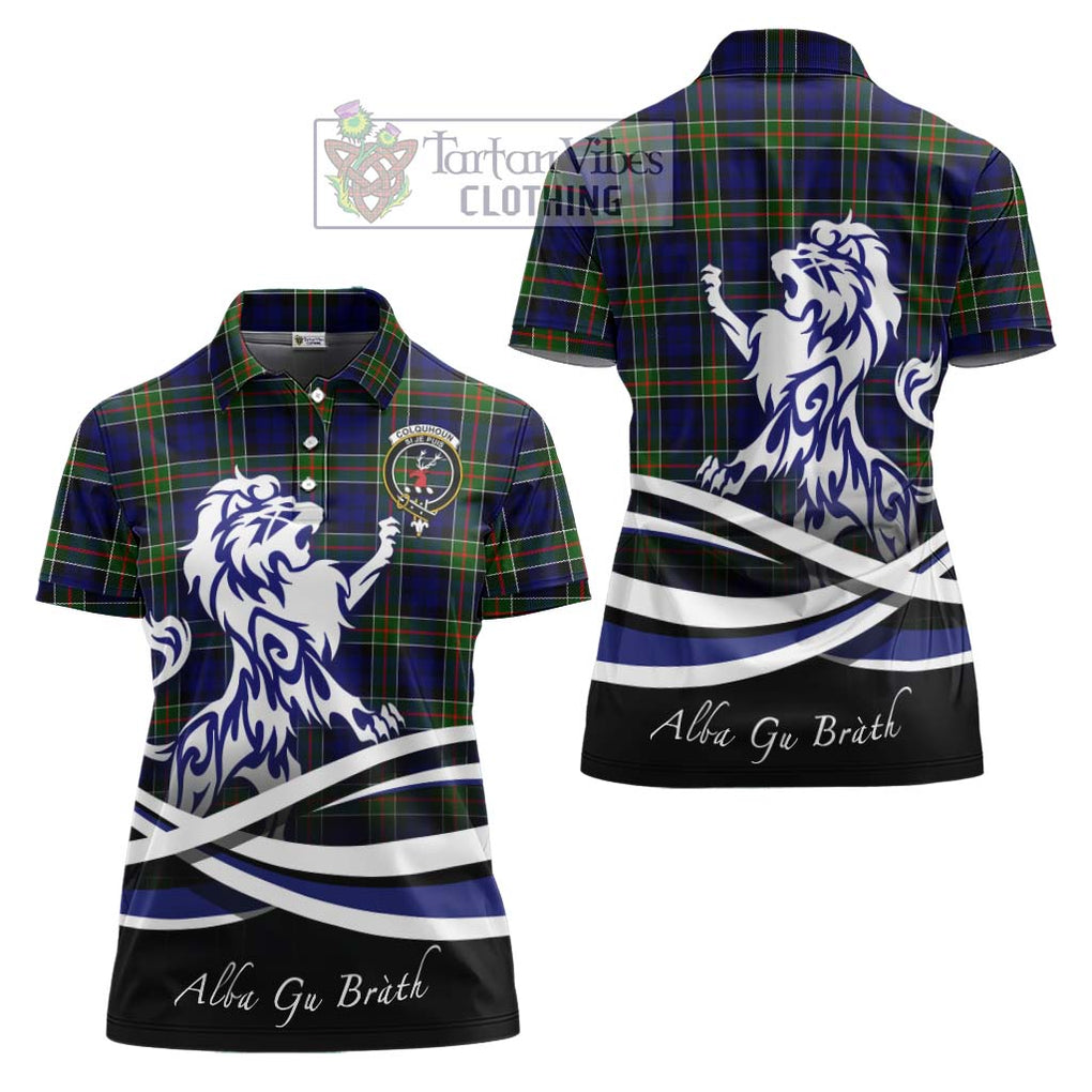 Colquhoun Tartan Women's Polo Shirt with Alba Gu Brath Regal Lion Emblem Women - Tartanvibesclothing Shop