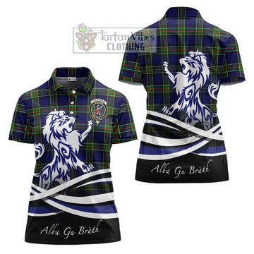 Colquhoun Tartan Women's Polo Shirt with Alba Gu Brath Regal Lion Emblem