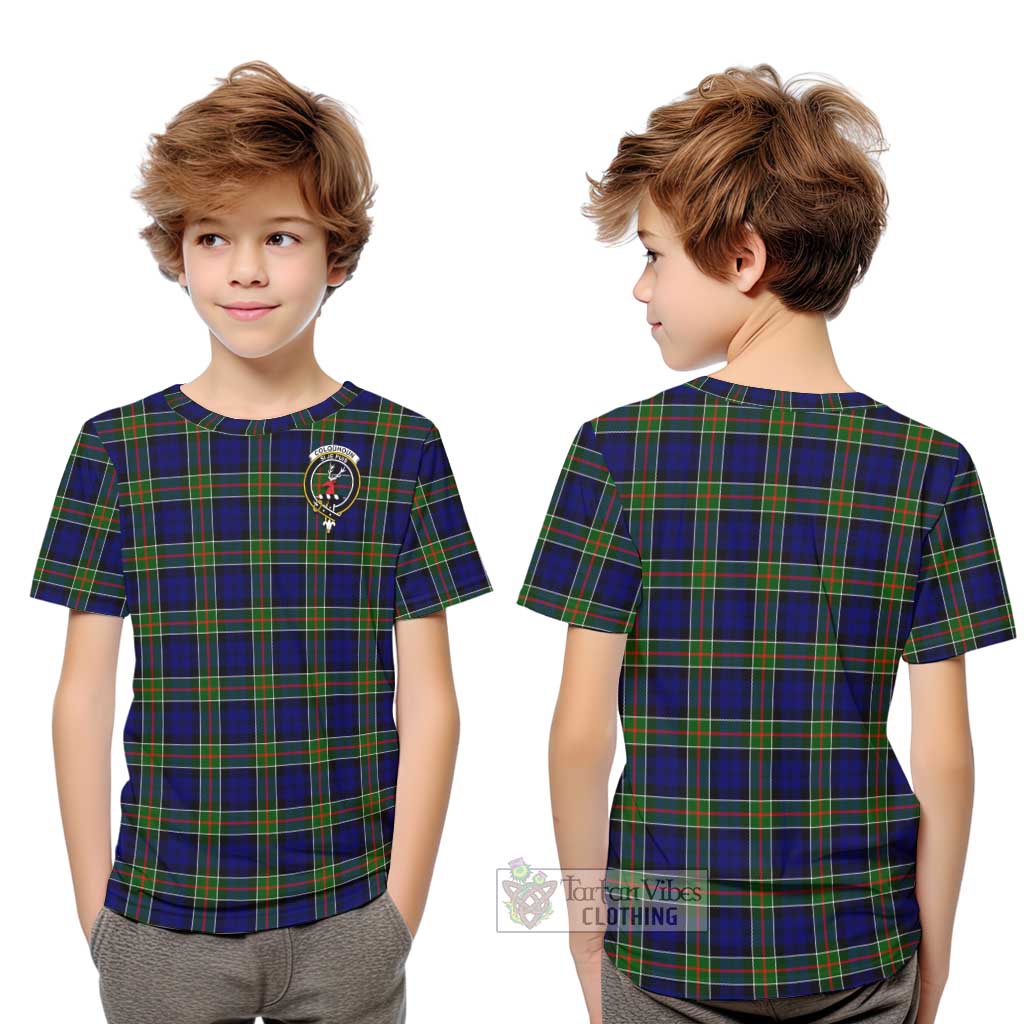 Tartan Vibes Clothing Colquhoun Modern Tartan Kid T-Shirt with Family Crest