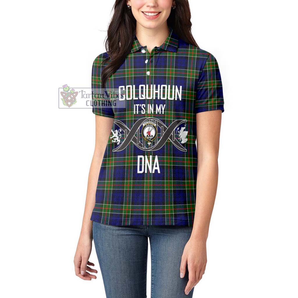 Tartan Vibes Clothing Colquhoun Modern Tartan Women's Polo Shirt with Family Crest DNA In Me Style