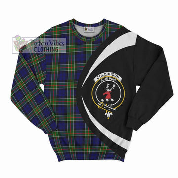 Colquhoun Tartan Sweatshirt with Family Crest Circle Style