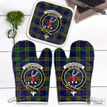 Colquhoun Tartan Combo Oven Mitt & Pot-Holder with Family Crest