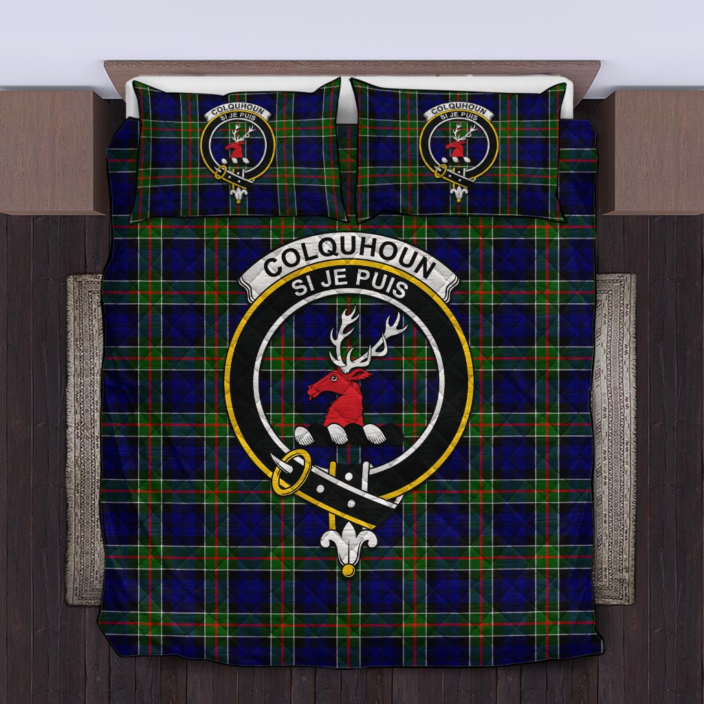 Colquhoun Tartan Quilt Bed Set with Family Crest Twin - Tartan Vibes Clothing