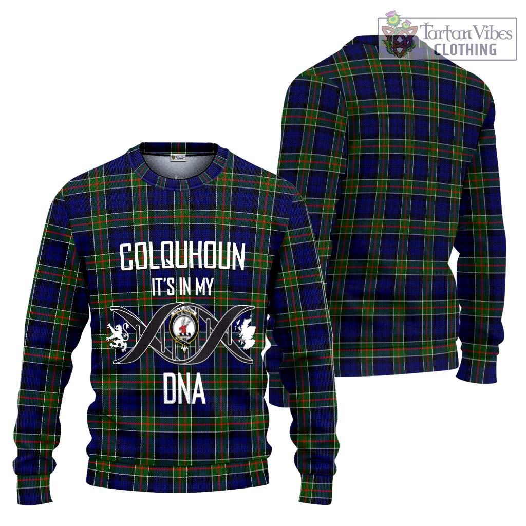 Tartan Vibes Clothing Colquhoun Modern Tartan Knitted Sweater with Family Crest DNA In Me Style