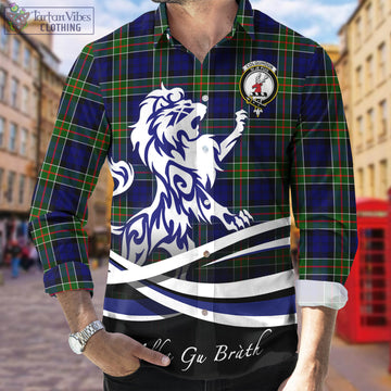 Colquhoun Tartan Long Sleeve Button Up Shirt with Alba Gu Brath Regal Lion Emblem