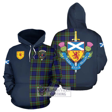 Colquhoun Tartan Hoodie with Scottish Lion Royal Arm Half Style