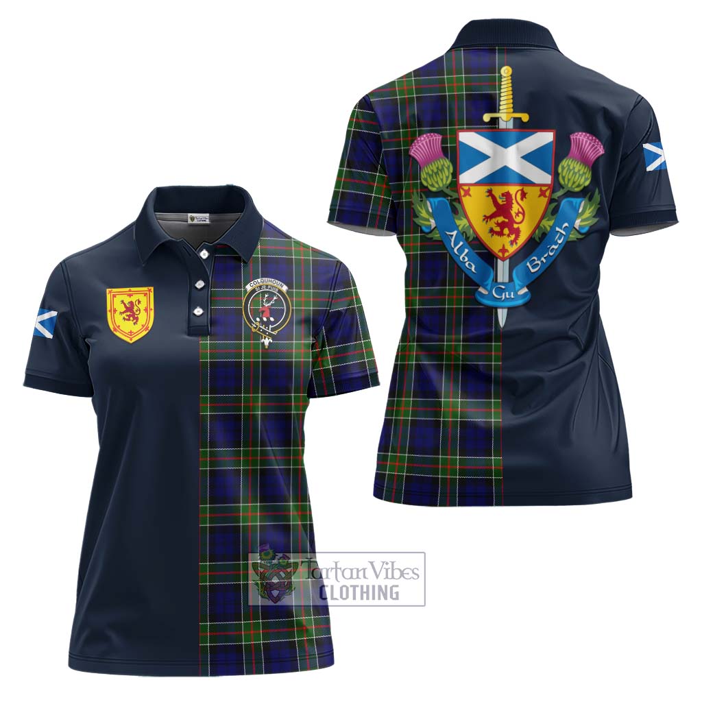 Tartan Vibes Clothing Colquhoun Modern Tartan Women's Polo Shirt with Scottish Lion Royal Arm Half Style