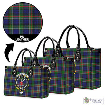 Colquhoun Tartan Luxury Leather Handbags with Family Crest