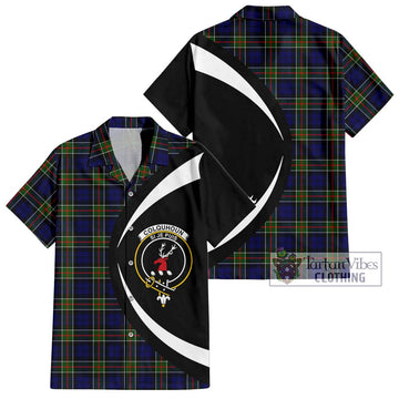 Colquhoun Tartan Short Sleeve Button Up with Family Crest Circle Style