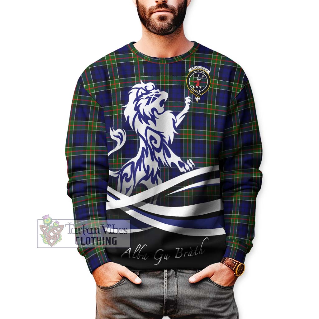 Tartan Vibes Clothing Colquhoun Modern Tartan Sweatshirt with Alba Gu Brath Regal Lion Emblem