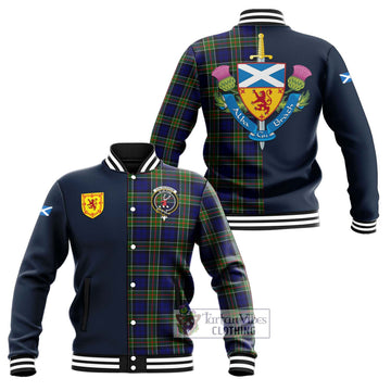 Colquhoun Tartan Baseball Jacket with Scottish Lion Royal Arm Half Style