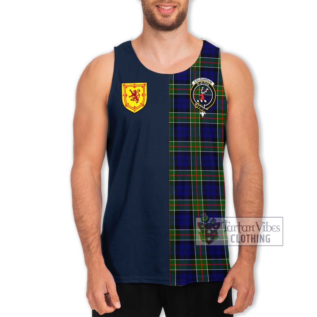 Tartan Vibes Clothing Colquhoun Modern Tartan Men's Tank Top with Scottish Lion Royal Arm Half Style