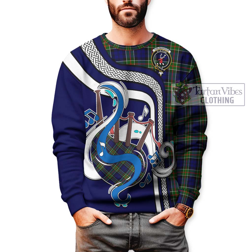 Tartan Vibes Clothing Colquhoun Modern Tartan Sweatshirt with Epic Bagpipe Style