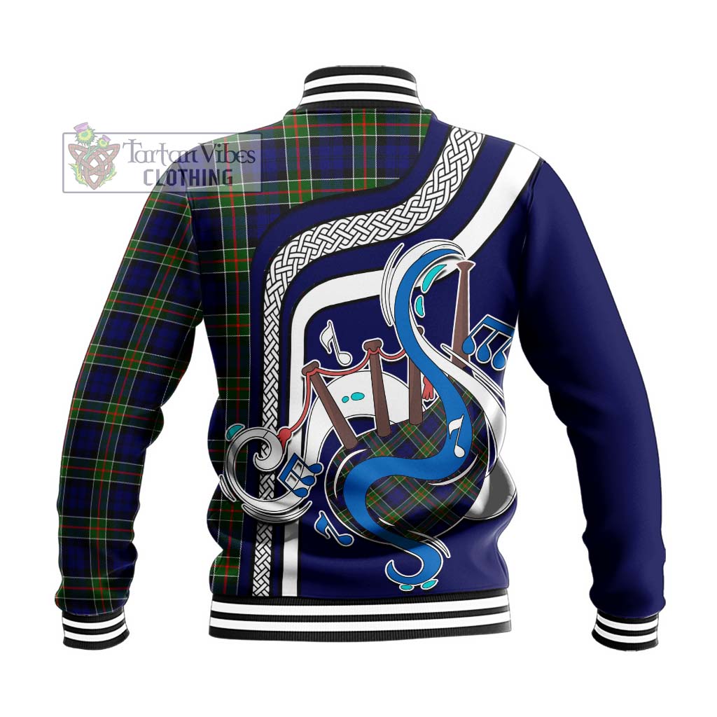 Tartan Vibes Clothing Colquhoun Modern Tartan Baseball Jacket with Epic Bagpipe Style