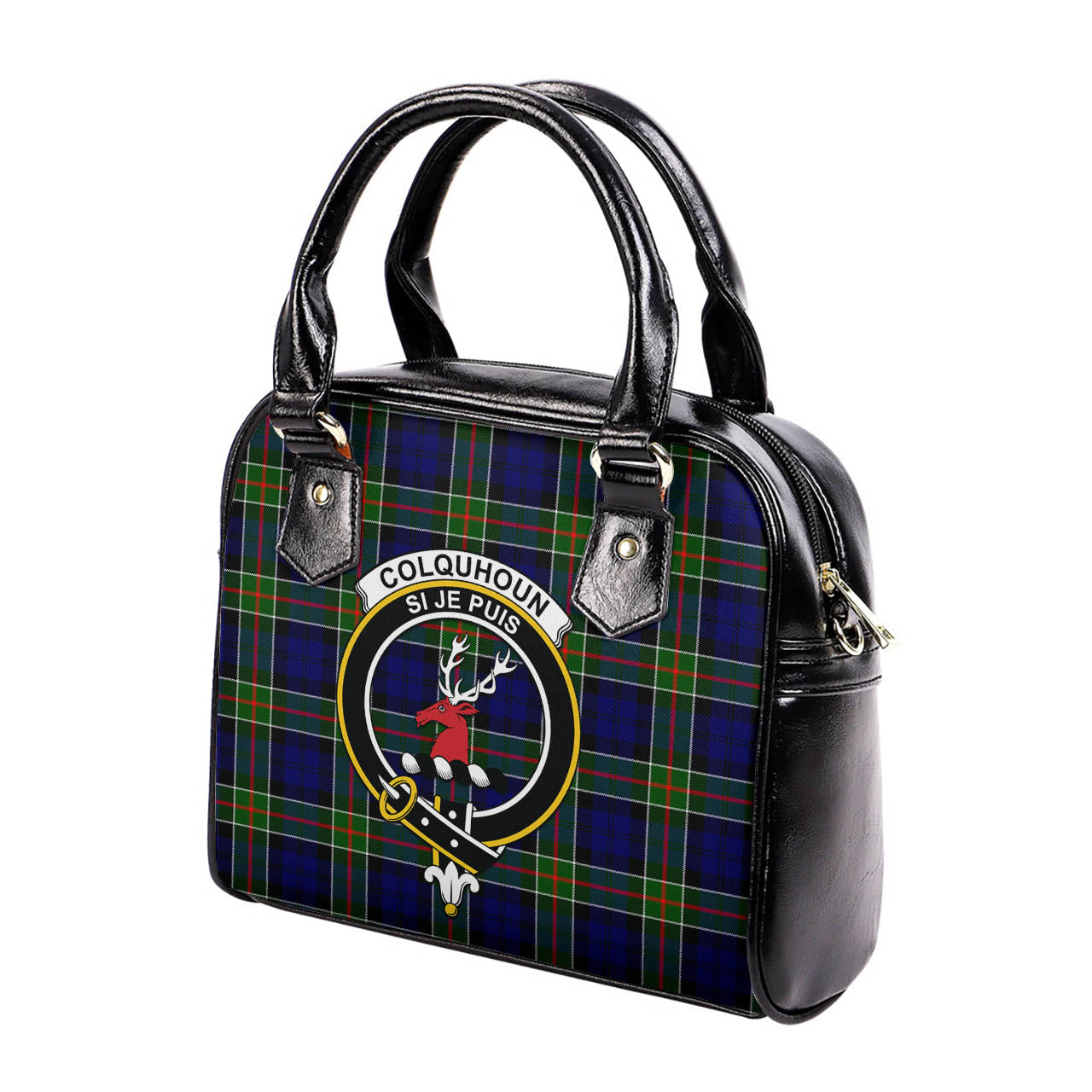 Colquhoun Modern Tartan Shoulder Handbags with Family Crest - Tartanvibesclothing