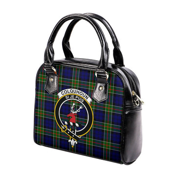 Colquhoun Modern Tartan Shoulder Handbags with Family Crest
