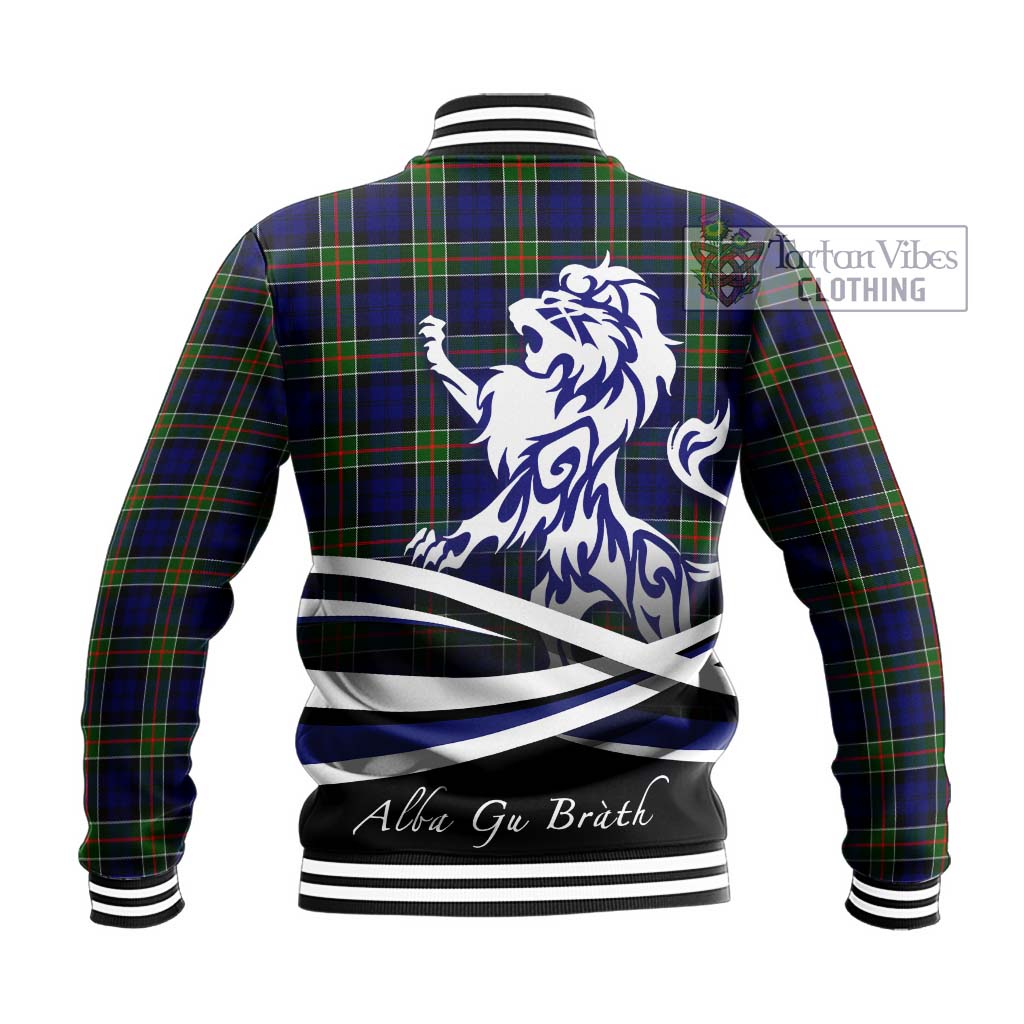 Tartan Vibes Clothing Colquhoun Modern Tartan Baseball Jacket with Alba Gu Brath Regal Lion Emblem