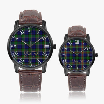 Colquhoun Modern Tartan Personalized Your Text Leather Trap Quartz Watch