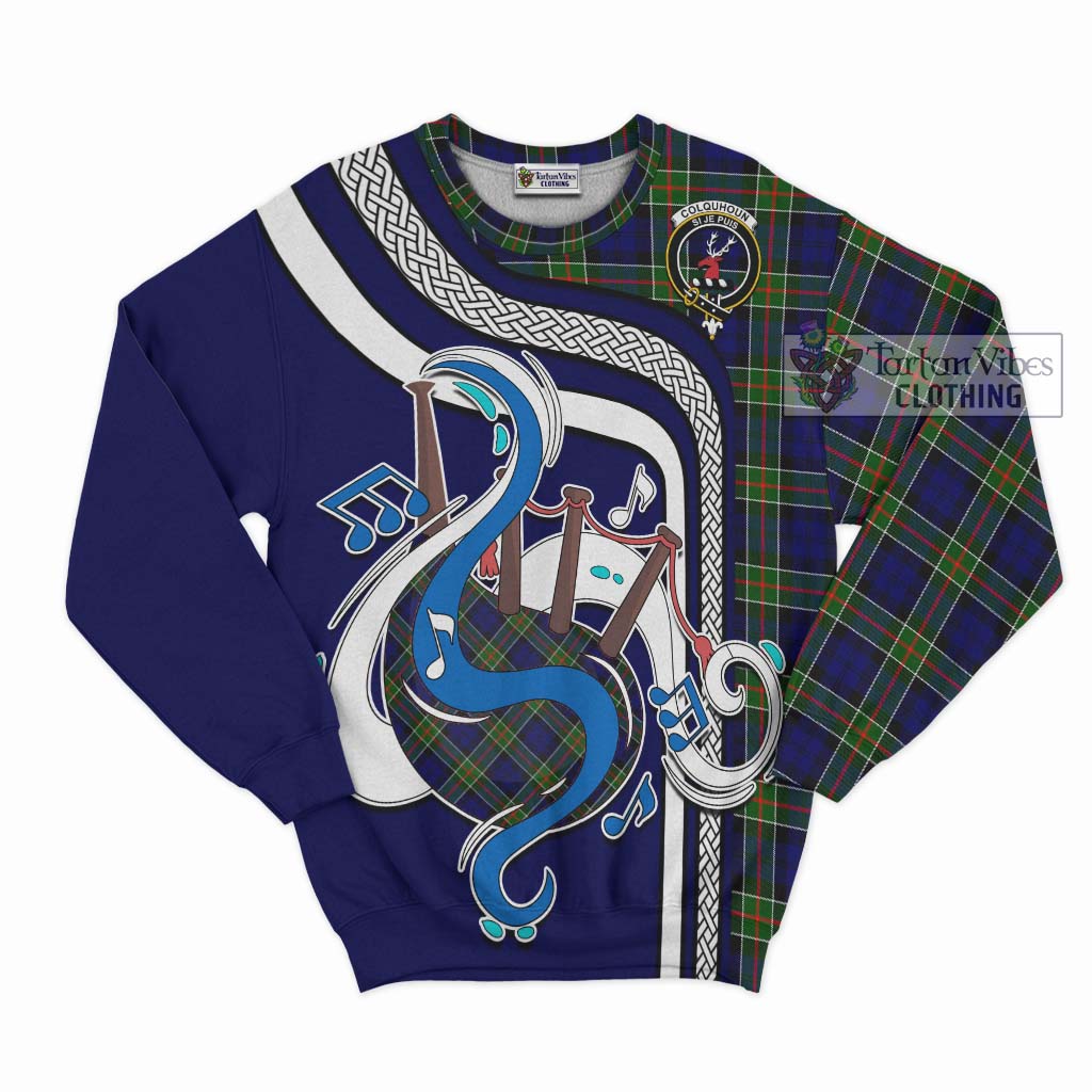 Tartan Vibes Clothing Colquhoun Modern Tartan Sweatshirt with Epic Bagpipe Style