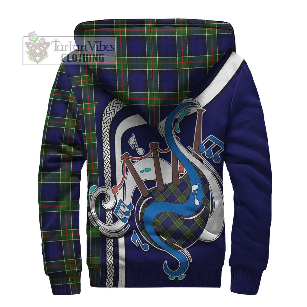 Tartan Vibes Clothing Colquhoun Modern Tartan Sherpa Hoodie with Epic Bagpipe Style