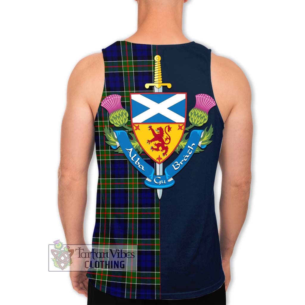 Tartan Vibes Clothing Colquhoun Modern Tartan Men's Tank Top with Scottish Lion Royal Arm Half Style