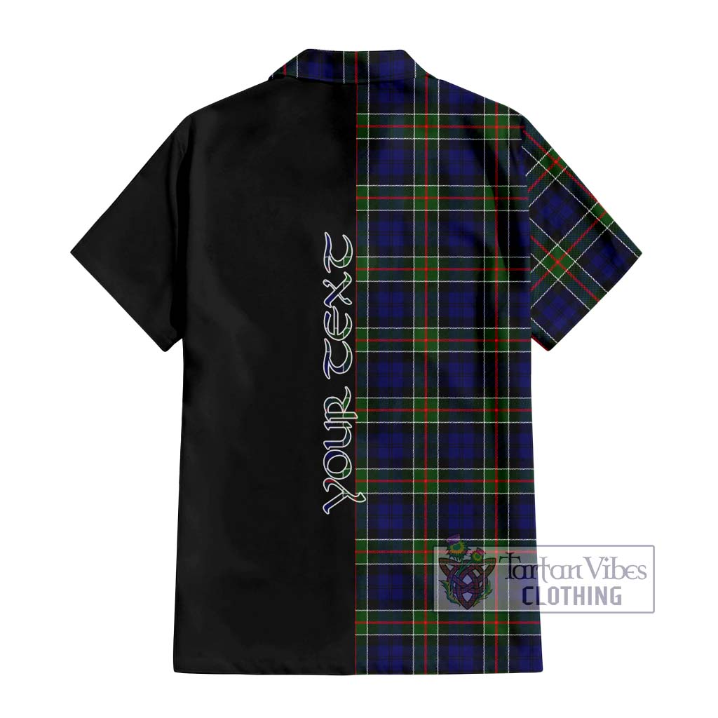 Tartan Vibes Clothing Colquhoun Modern Tartan Short Sleeve Button Shirt with Family Crest and Half Of Me Style