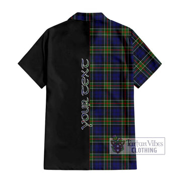 Colquhoun Tartan Short Sleeve Button Shirt with Family Crest and Half Of Me Style