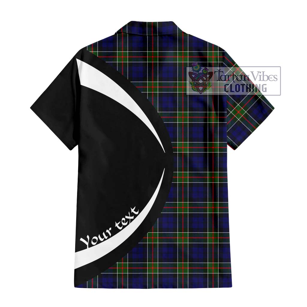 Colquhoun Tartan Short Sleeve Button Up with Family Crest Circle Style - Tartan Vibes Clothing