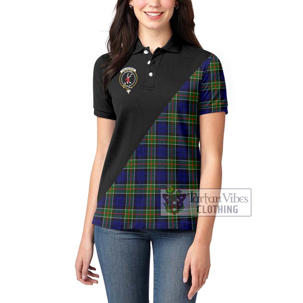 Tartan Vibes Clothing Colquhoun Modern Tartan Women's Polo Shirt with Family Crest and Military Logo Style