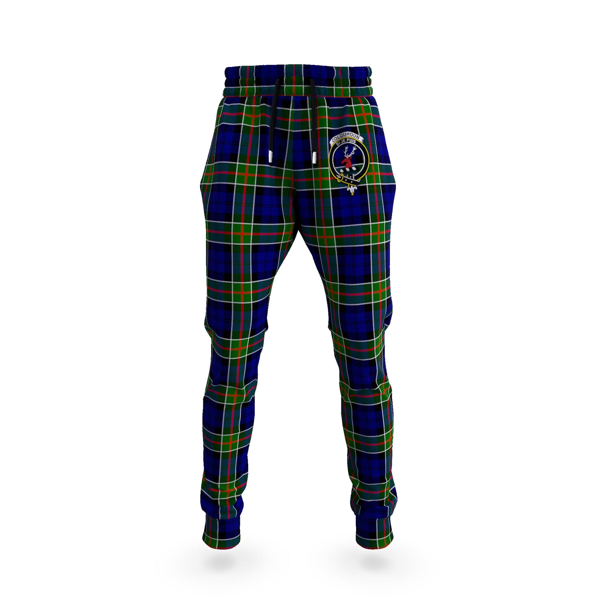 Colquhoun Tartan Joggers Pants with Family Crest 5XL - Tartan Vibes Clothing