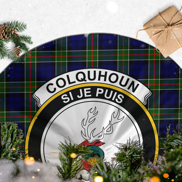 Colquhoun Tartan Christmas Tree Skirt with Family Crest