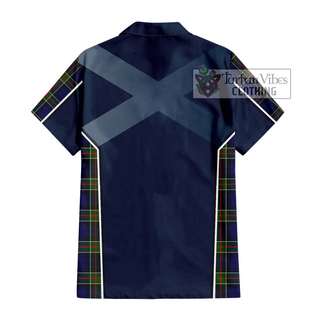 Tartan Vibes Clothing Colquhoun Modern Tartan Short Sleeve Button Shirt with Family Crest and Lion Rampant Vibes Sport Style