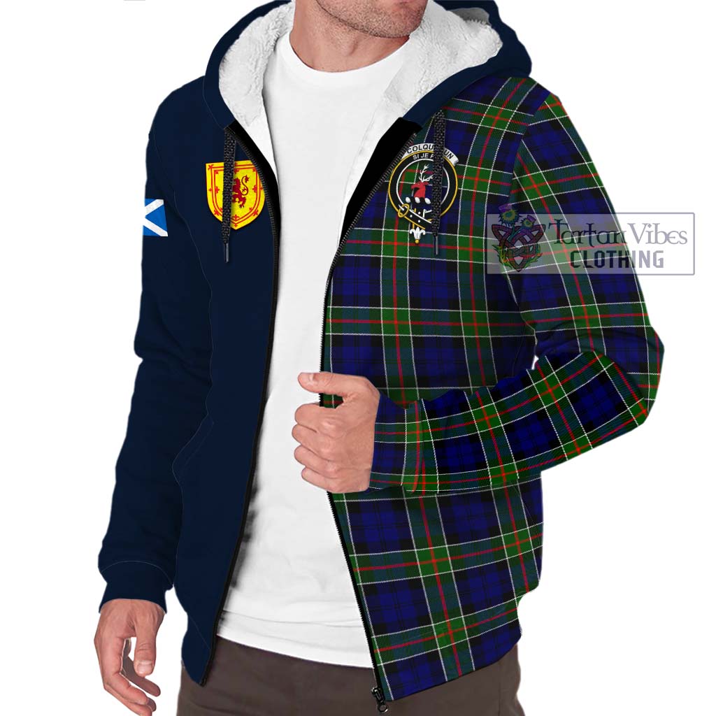 Tartan Vibes Clothing Colquhoun Modern Tartan Sherpa Hoodie with Scottish Lion Royal Arm Half Style