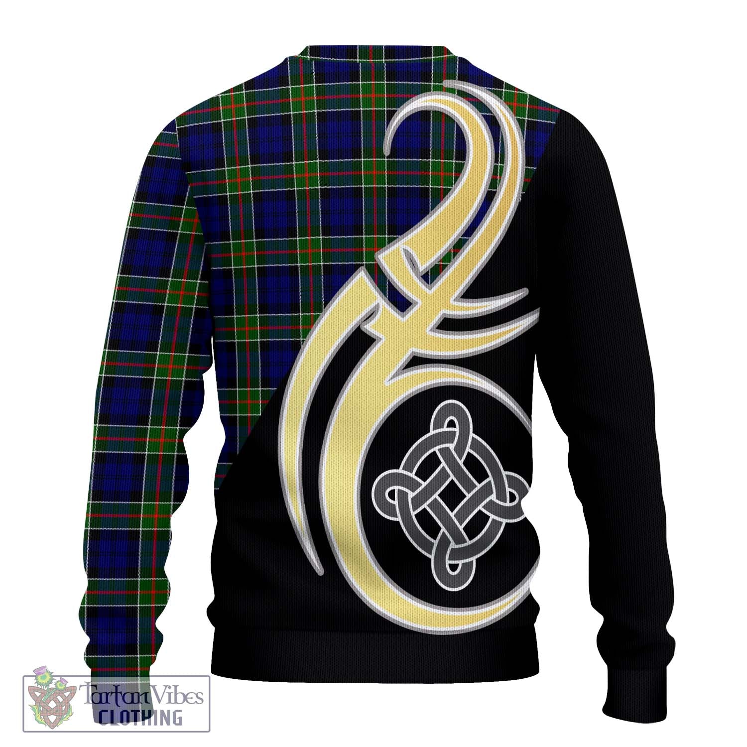 Colquhoun Tartan Knitted Sweater with Family Crest and Celtic Symbol Style - Tartan Vibes Clothing