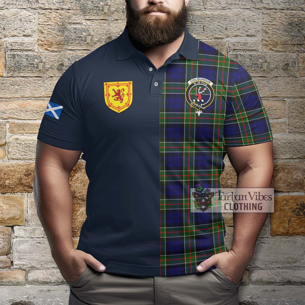 Tartan Vibes Clothing Colquhoun Modern Tartan Polo Shirt with Scottish Lion Royal Arm Half Style