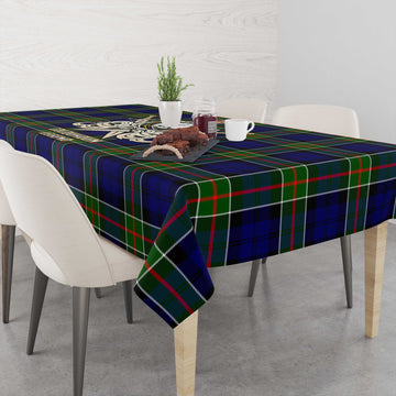 Colquhoun Tartan Tablecloth with Clan Crest and the Golden Sword of Courageous Legacy