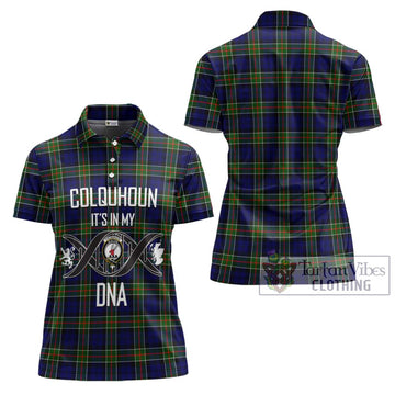 Colquhoun Tartan Women's Polo Shirt with Family Crest DNA In Me Style