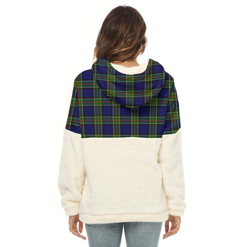 Colquhoun Tartan Women's Borg Fleece Hoodie With Half Zip with Family Crest