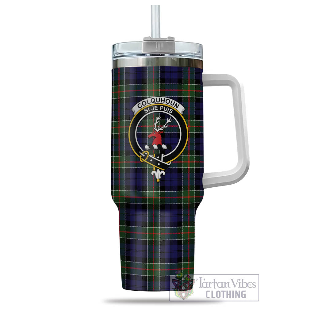 Tartan Vibes Clothing Colquhoun Modern Tartan and Family Crest Tumbler with Handle