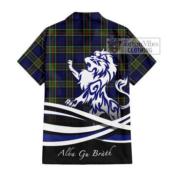 Colquhoun Tartan Short Sleeve Button Shirt with Alba Gu Brath Regal Lion Emblem