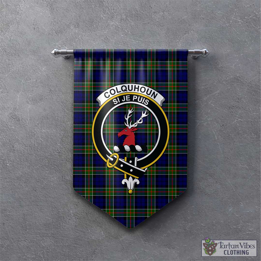 Tartan Vibes Clothing Colquhoun Modern Tartan Gonfalon, Tartan Banner with Family Crest