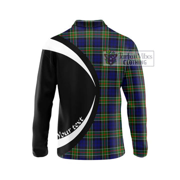 Colquhoun Tartan Long Sleeve Polo Shirt with Family Crest Circle Style